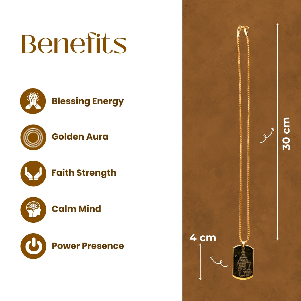 Golden Hanuman Chalisa Pendant With Chain