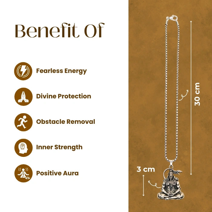 Lord Hanuman Silver Pendant With Chain