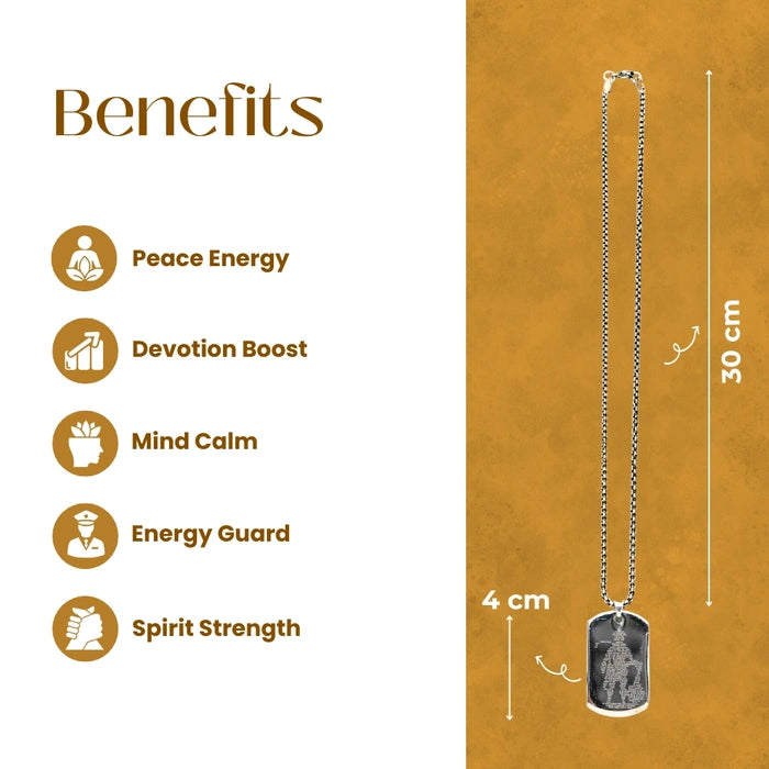 Silver Hanuman Chalisa Pendant With Chain