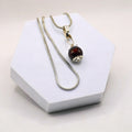 Red Garnet Pendant with Silver Chain