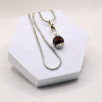 Red Garnet Pendant with Silver Chain