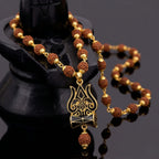 Golden Rudraksha Mala with Shiva Trishul Pendant