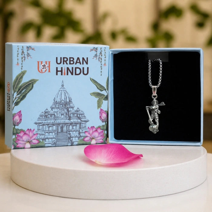 Silver Hanuman Gada Pendant with Chain
