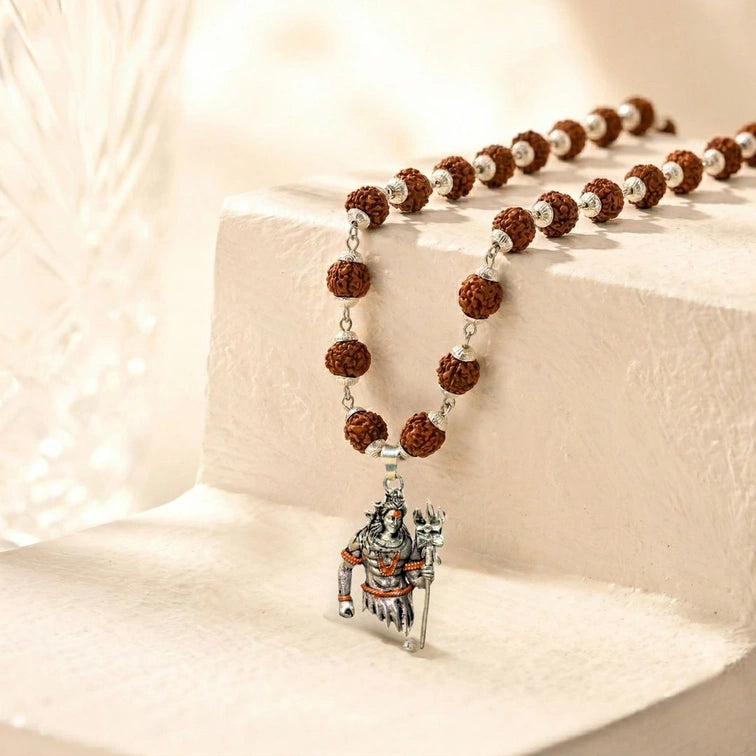Shiva Pendant with Rudraksha Mala