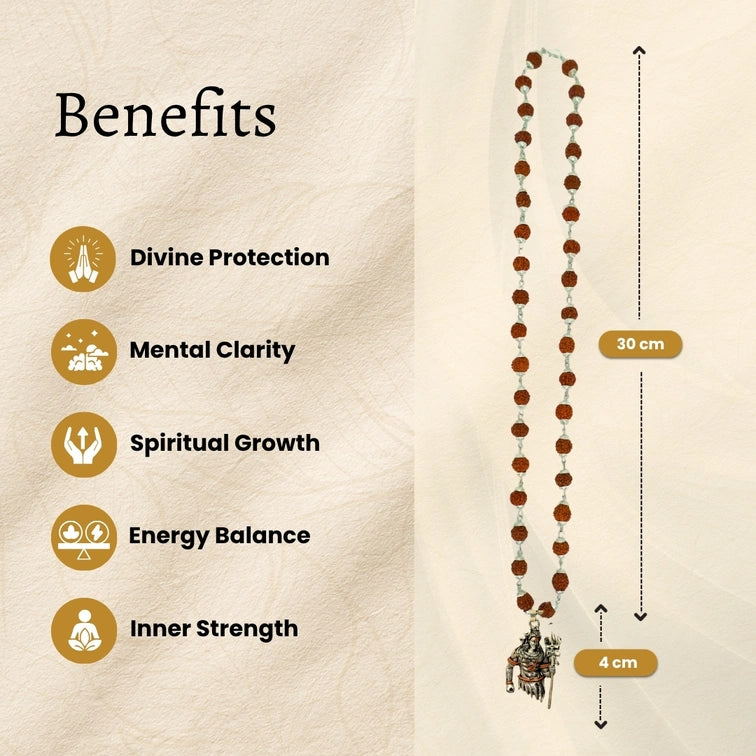 Shiva Pendant with Rudraksha Mala