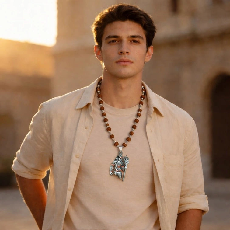 Shiva Pendant with Rudraksha Mala