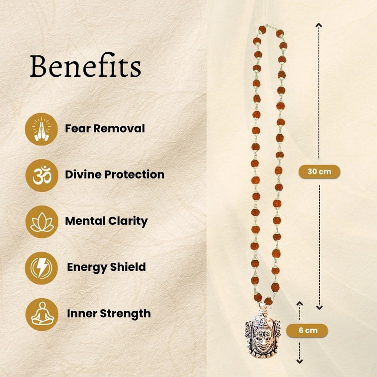 Kalbhairav Pendant with Rudraksha Mala
