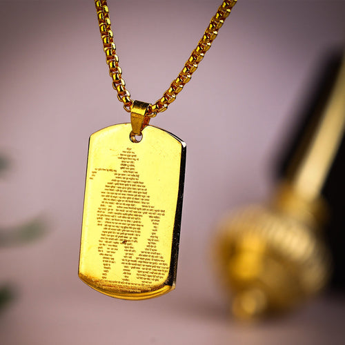 Golden Hanuman Chalisa Pendant With Chain
