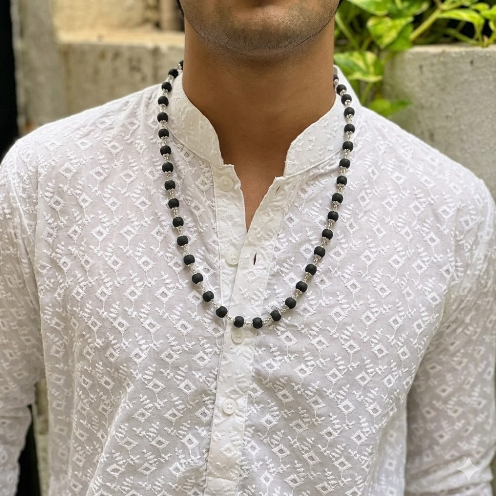 Silver Capped Karungali Mala