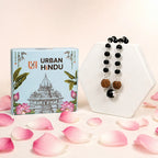 Silver Capped Karungali Mala with 5 Mukhi Rudraksha & Black Bead
