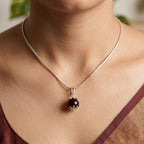 Red Garnet Pendant with Silver Chain