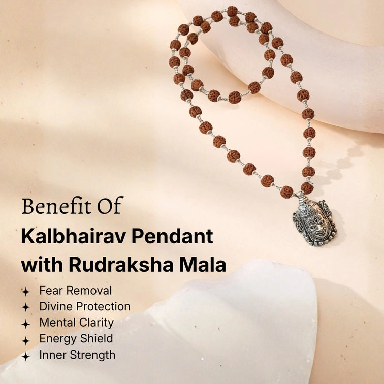 Kalbhairav Pendant with Rudraksha Mala