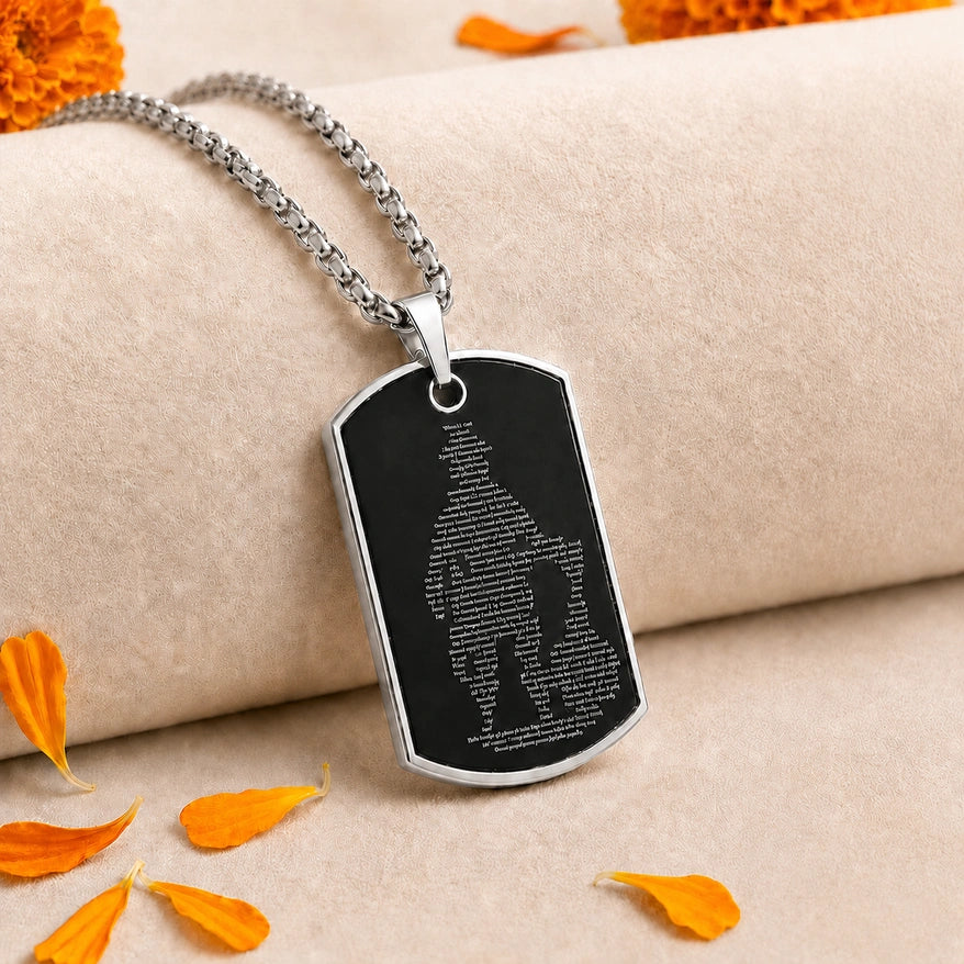 Silver Hanuman Chalisa Pendant With Chain