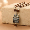 Silver Rudraksha Mala with Shiva Trisul Pendant