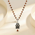 Silver Rudraksha Mala with Shiva Trisul Pendant
