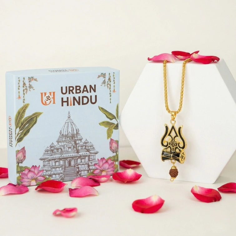 Shiv Trishul Damru Pendant with Chain