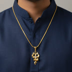 Shiva Trishul and Damru Pendant with Chain