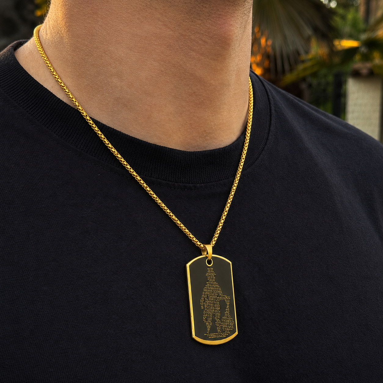 Golden Hanuman Chalisa Pendant With Chain