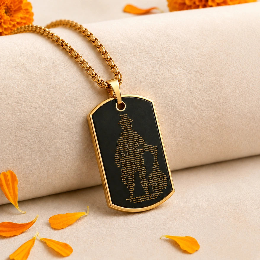 Golden Hanuman Chalisa Pendant With Chain