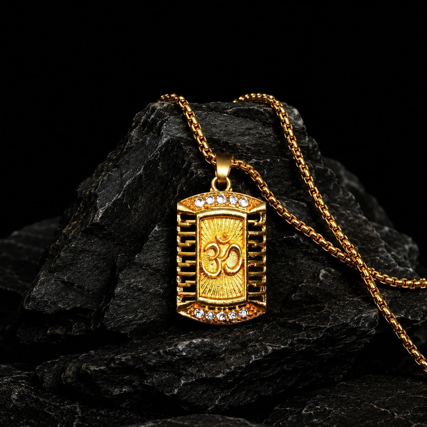 Golden Om Pendant with Chain