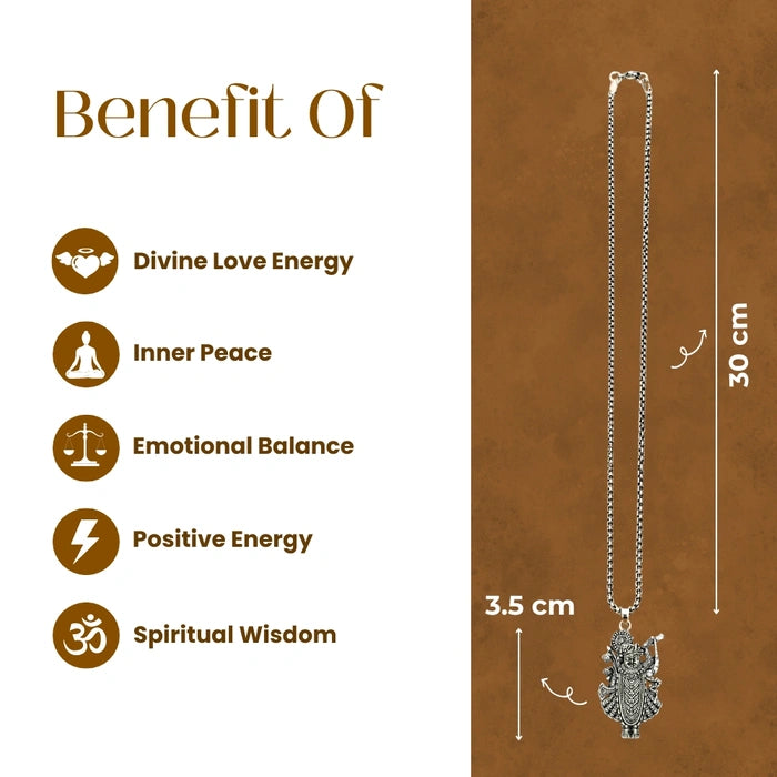 Lord Krishna Silver Pendant