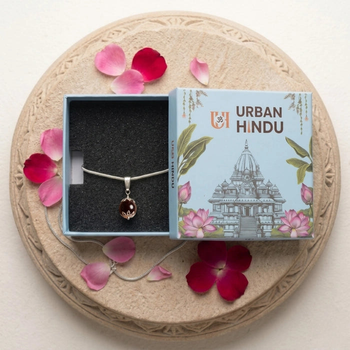 Red Garnet Pendant with Silver Chain